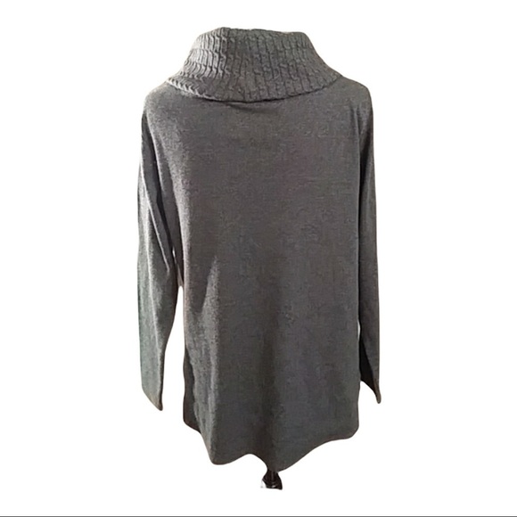 Raffaella Tweed Ribbed Knit Cowl Neck Sweater Charcoal Gray Cotton Blend Large - Picture 4 of 6